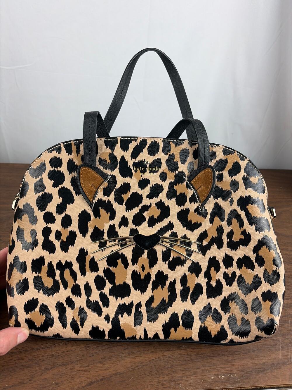 Kate Spade Run Wild Cat Lottie Leopard Cheetah Print Satchel Bag Purse Handbag